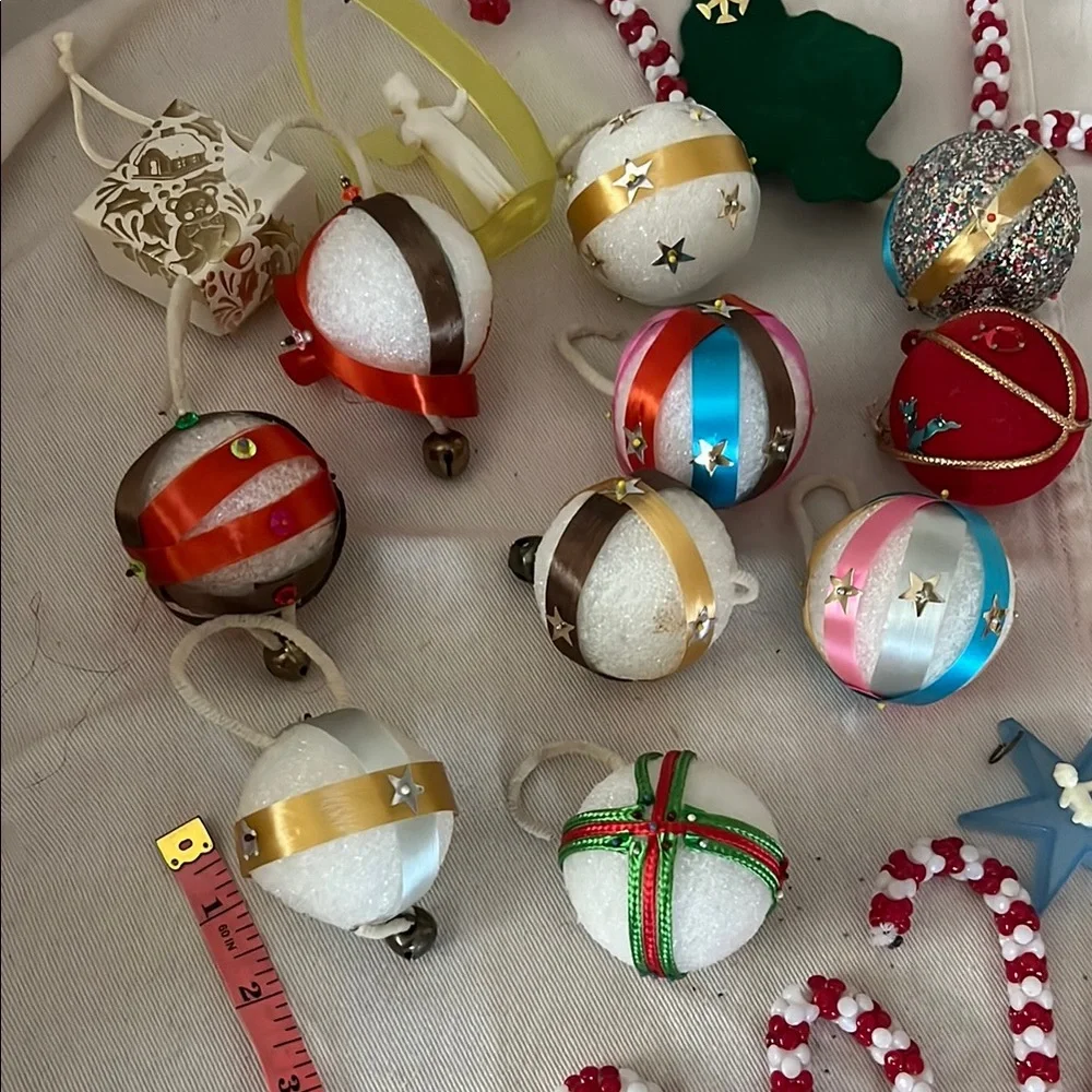 VTG Handmade Christmas Ornaments and Candy Cane Set